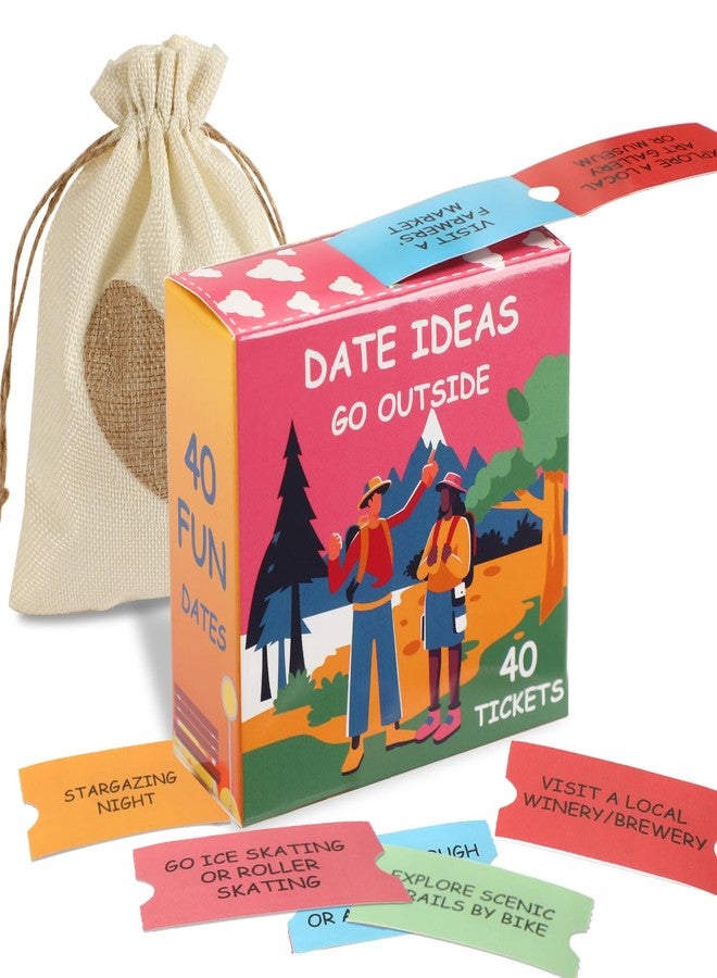 JULEASEL 40 Couples Date Night Ideas Tickets for Him or Her, Fun Coupons Date Ideas for Boyfriend, Fiancé, Husband, Newlyweds- Romantic Gifts for Valentine, Birthday, Anniversary (Go Outside) - Image 1